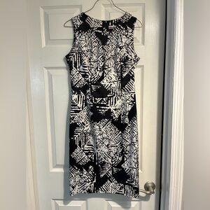 Aa Studio Black and White Geometric Midi Dress